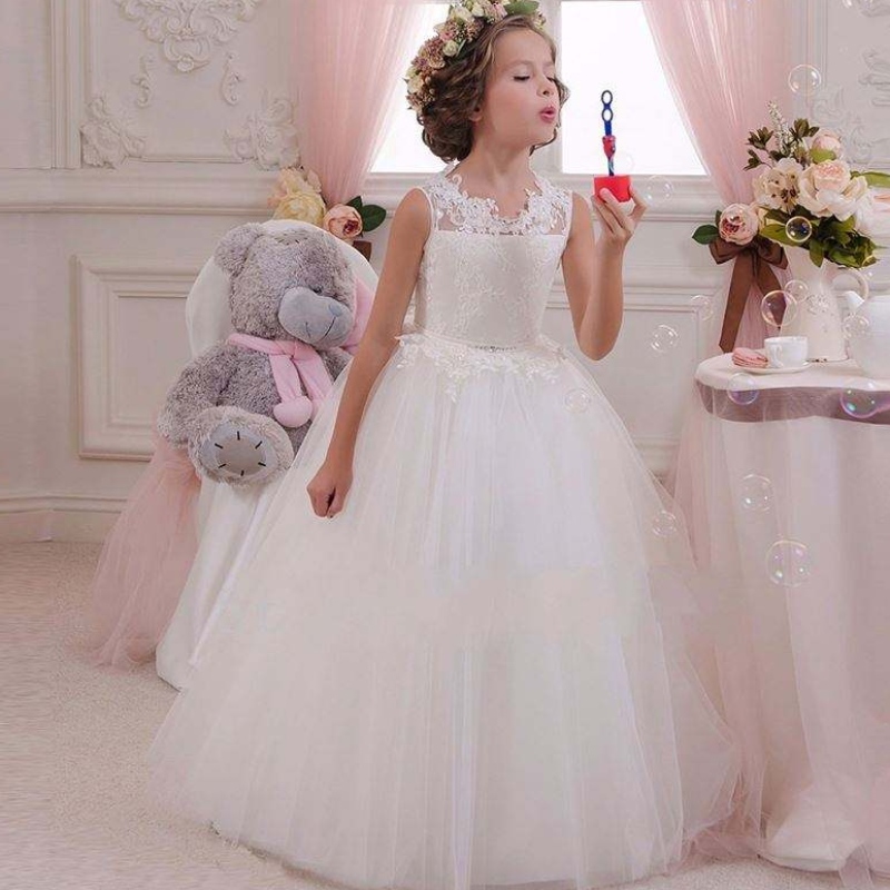 Baige White Wedding Elegancka dziewczyna sukienkana studniowe sukienki dla dzieci sukienki dla dzieci