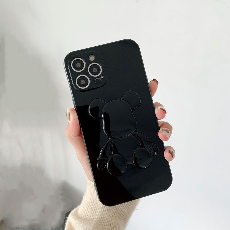 Nowy produktnadaje się do Apple iPhone13pro skórzanyniedźwiedź stały kolor telefon
