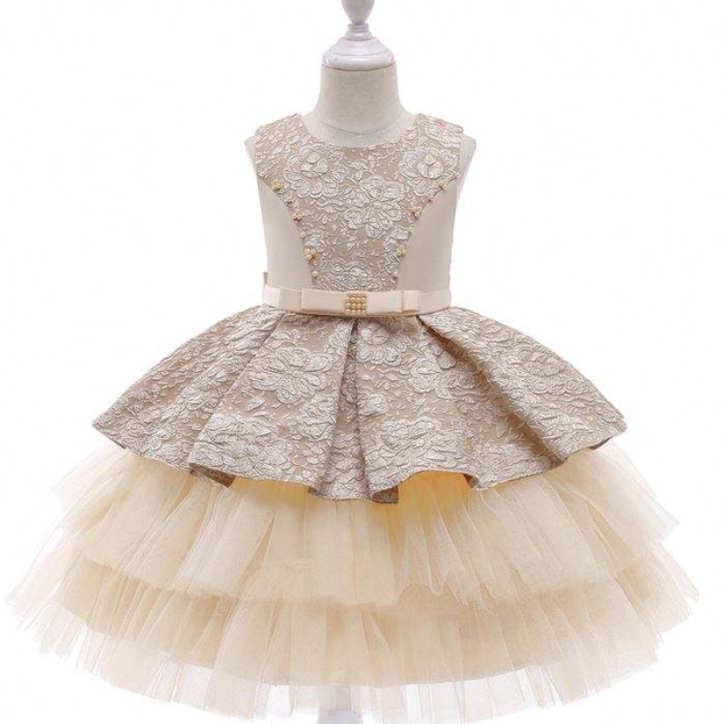 Baige Princess Flower Girl Dress Summer Tutu ślub przyjęcie urodzinowe dziecinastolatki