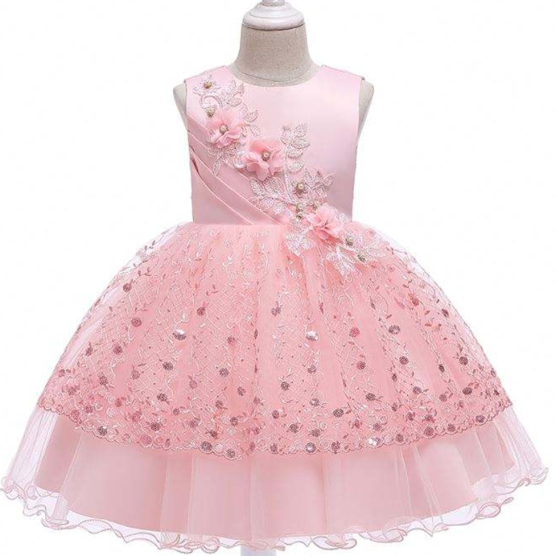 2020 Ubrania dla dzieci Stock Baby Girl Drip Design Flower Baby Girl Birthday Party Sukienka L5201