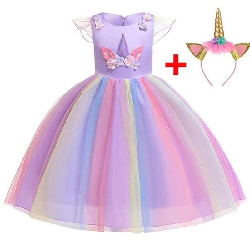 Sukienka jednorożca dla dziewcząt jednorożca kostium Rainbow Tutu sukienkana przyjęcie urodzinowe z opaskąna głowę