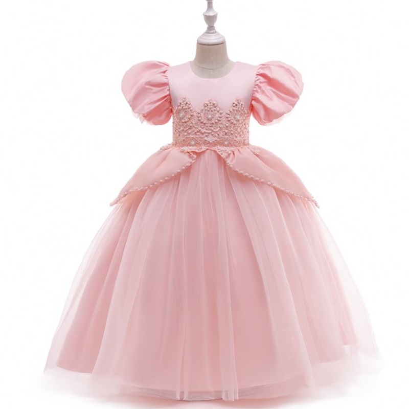 Baige Nowy styl Różowe sukienki dla dzieci Evening Wedding Princess Party Sukienka Cute Birthday Flowow Costume for Girls LP-262