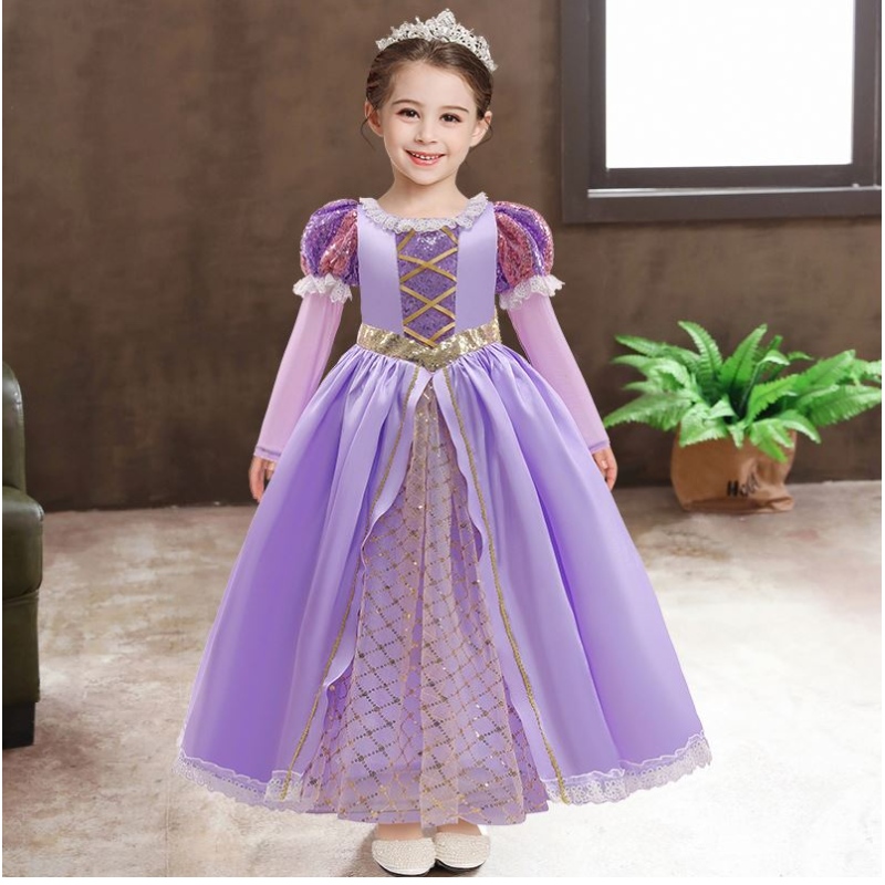 Baige Girls Princess Sofia Dress Cosplay Costplay Kids Kids Sophia Warstwacze długie rękawy Dziecko Karnawał Halloweenowa sukienka imprezowa