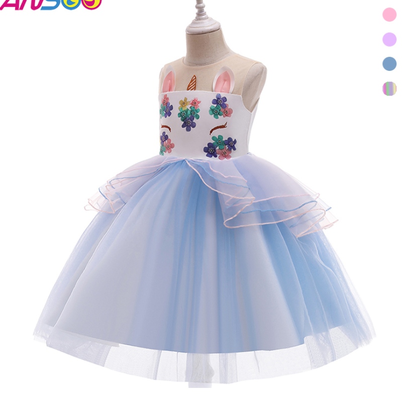 Asoo Unicorn Sukienka dla dziewczynki Rainbow Tutu Princess Dress Kids Birthday Dress Dress Children Easter Costume