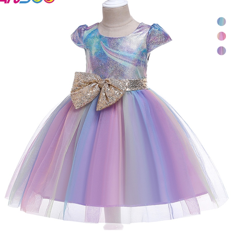 Asoo New Bowknot Children's Spirt Fashion Children Dress Dress Princess Tutu Sukienkana przyjęcie urodzinowe