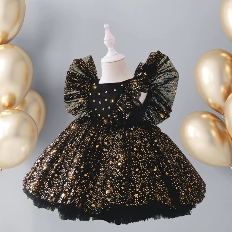 Baby 1st urodzinowa sukienka dla dziewcząt cekiny puszyste dzieci księżniczki gown eleganckie ubrania ślubne