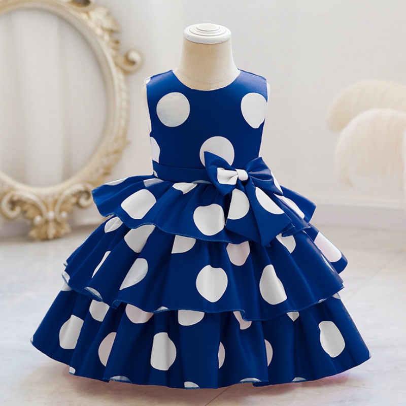 Dziewczyny Nowy rok 2022 Bowknot Dot Dress for Girls Wedding Party Sukienki