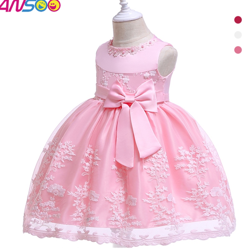 Asoo Summer Flower Kids Puszysta różowa sukienka dla dziewczyn 4Colors Baby Girl Party Tutu Red Sukienka Weddna księżniczka dla dzieci