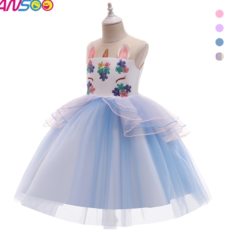 Asoo Kid Toddler Girl Birthday Ball Party Cosplay Cosplay Rainbow Unicorn Fluffy Warstwowy Tiule Tutu sukienka dla dziewczyny