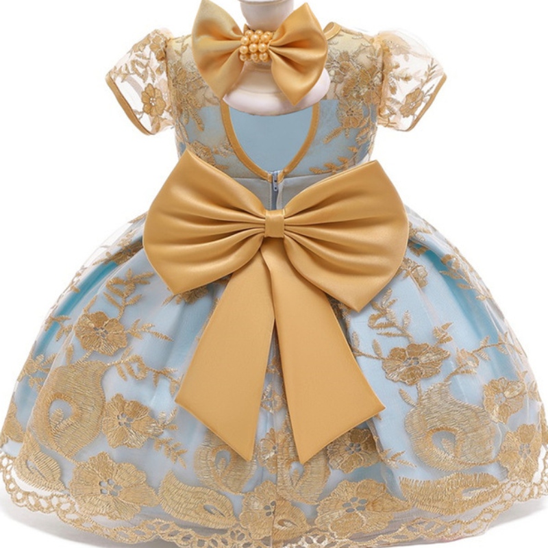 Amazon Hot Sale Baby Princess Dress Gold Lace Sukienkana 1-3 lata dziecka