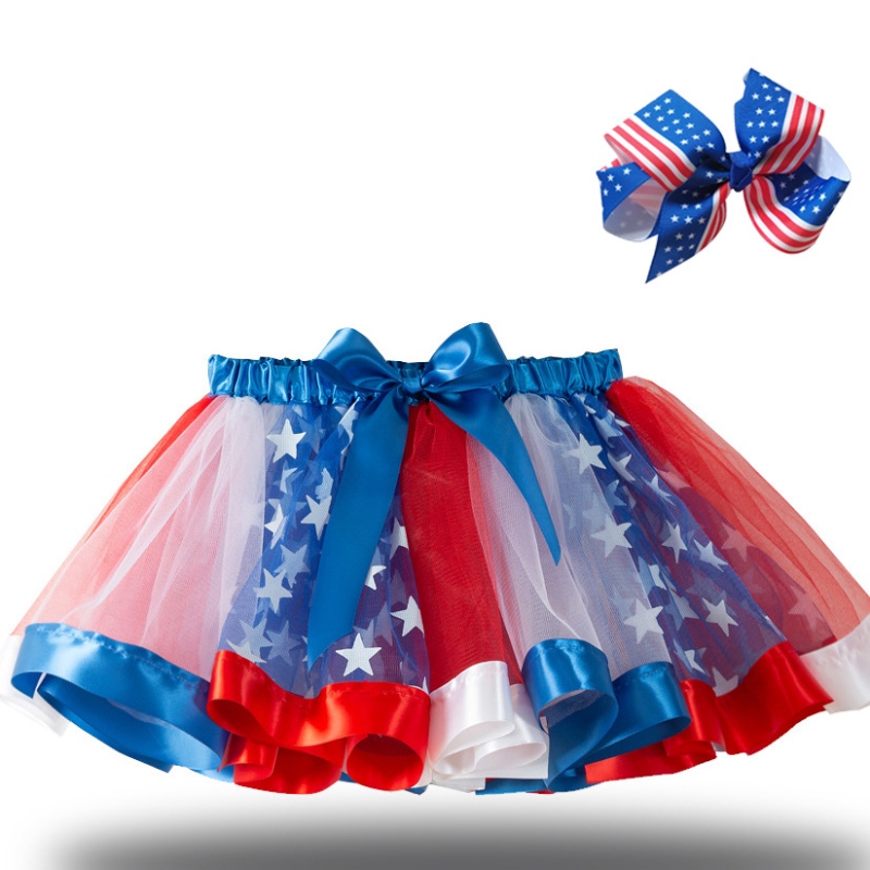 2022 Star Flag Squirt Mesh Tutu spódnica Halloween Tutu Costume dla dziewcząt