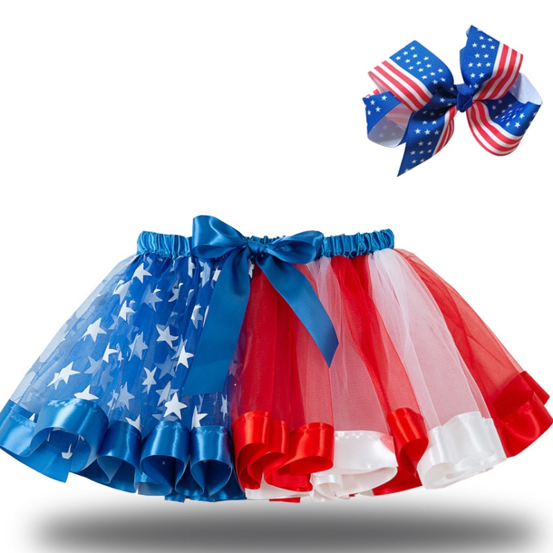 2022 Star Flag Squirt Mesh Tutu spódnica Halloween Tutu Costume dla dziewcząt