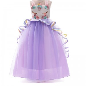 Asoo Girls Unicorn Dress Party Cosplay Summer Halloween Fancy Chwła Pink Sukienka dla 2-13 lat