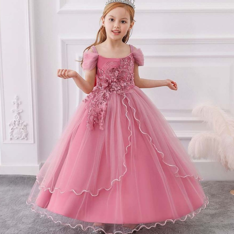 Baige eleganckie dzieci długie sukienki Dziewczyny Dzieci Prom Długie sukienkę Baby Girl Wedding Princess Ball Suknia