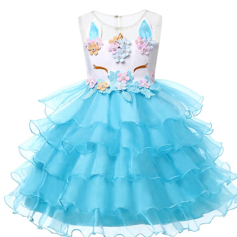 Hurtowa 2-12 lat dzieci maluch kwiat dziewczyny tutu sukienka Rainbow Princess Birthday Baby Girls Party Unicorn Dres