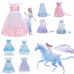 Tania cena księżniczka Anna Princess Elsa Snow Queen Girl Party Dress Kids Halloween Cosplay Costume BX1693/BX1697