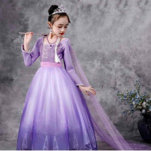 Baige Snow Queen Purple Elsa sukienka Bożego Narodzenia Halloween Anna Costume Girl