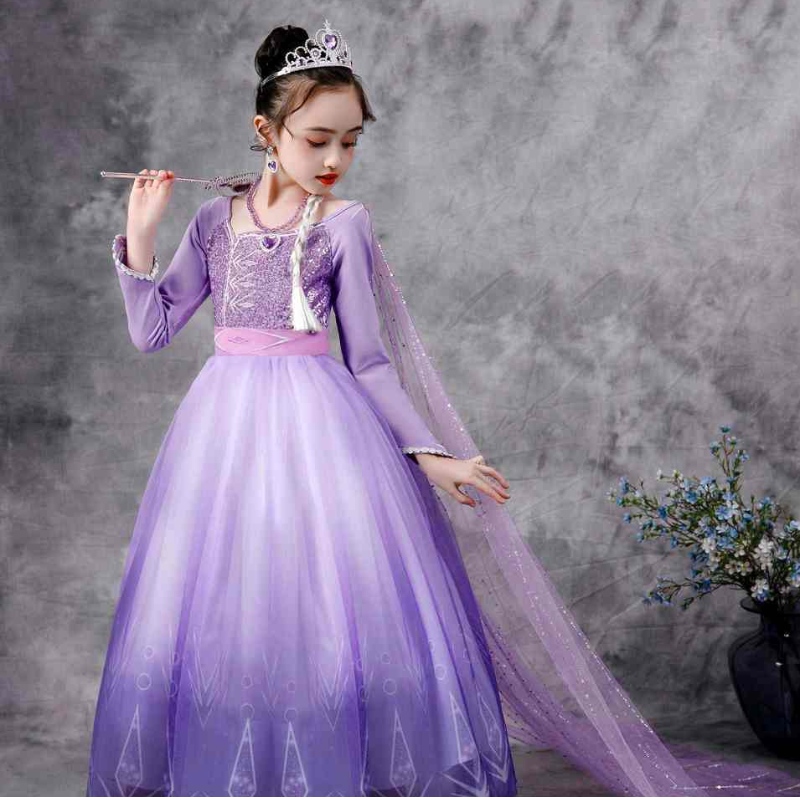 Baige Snow Queen Purple Elsa sukienka Bożego Narodzenia Halloween Anna Costume Girl