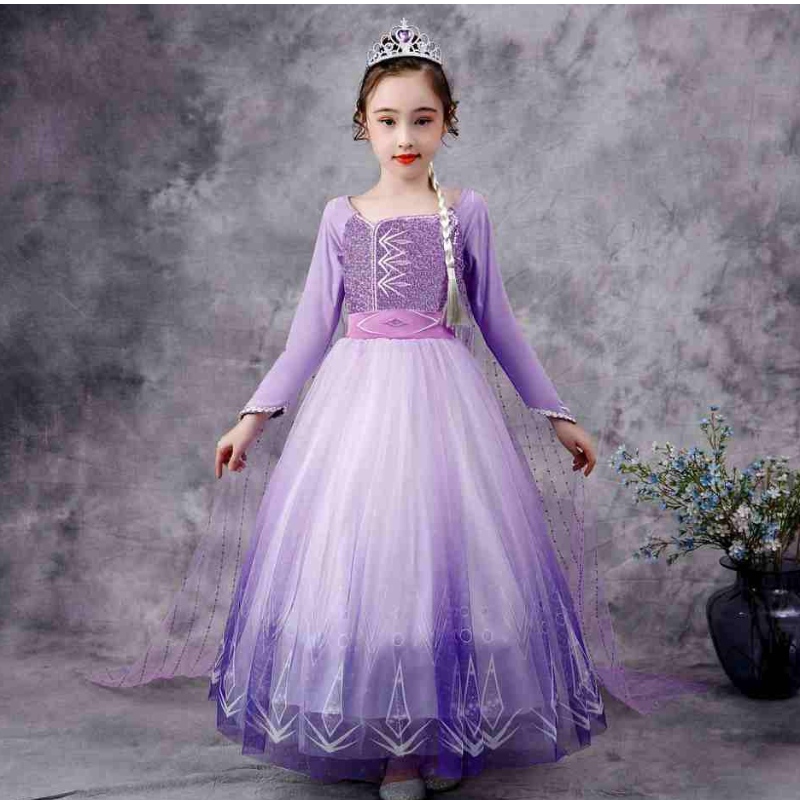 Baige Snow Queen Purple Elsa sukienka Bożego Narodzenia Halloween Anna Costume Girl