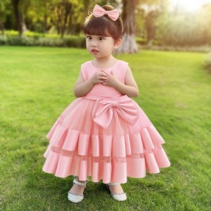 Baige New Children\'s Bowknot Sukienki dziecięce rozciągnięcie sieci Księżniczka Urocza dziewczyna sukienka urodzinowa