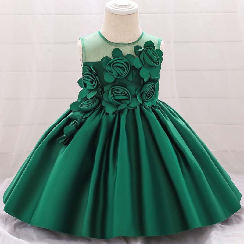 Baige gorąca wyprzedaż bez rękawów O-Neck 0-12Y Ubrania dla dzieci Flower Girl Dress