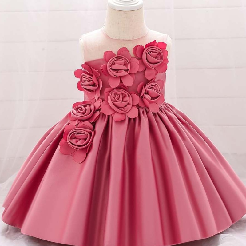 Baige gorąca wyprzedaż bez rękawów O-Neck 0-12Y Ubrania dla dzieci Flower Girl Dress