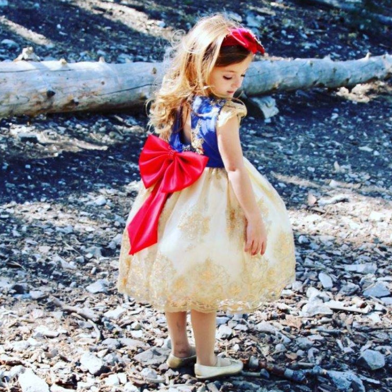 Baige Children's Flower Dress Ubranie dla dzieci 0-5y dziewczyny koronkowe sukienki weselne z opaską L5192xz