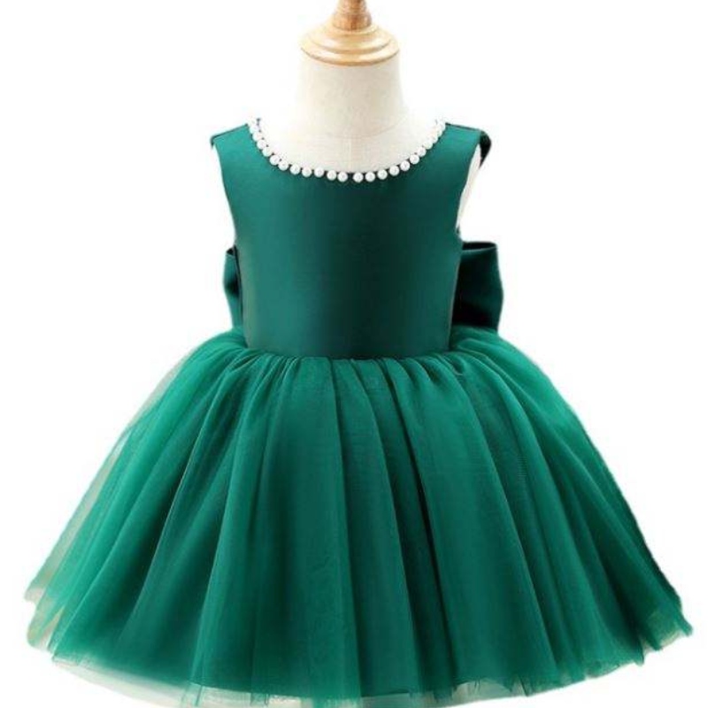 Baige Green Backless Girl Party Dress Kids First Communion Suknia Księżniczka DZ007