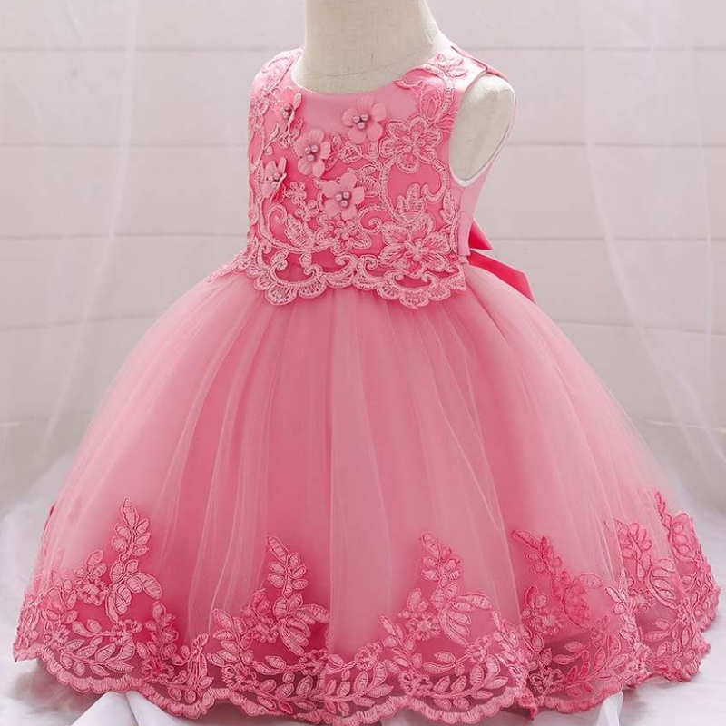 Baige Summer Baby Girls Dress Niemowlęta Kostium imprezowy haft haftowy Kwiatowa sukienka L5097xz