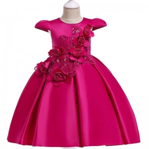 Sukienka z kwiatami w stylu europejskimna wesele cudowne sukienki dla dziecina urodziny dzieci puszystą sukienkęna 3 lata l5070