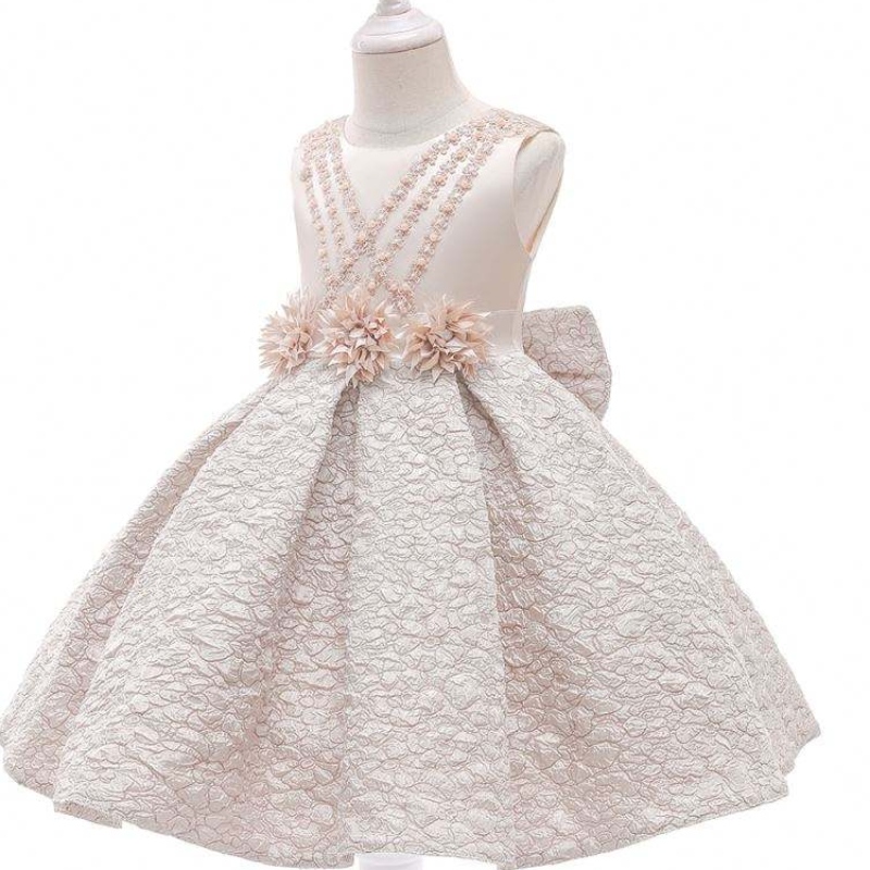 Nowy przybycie potargany sukienka Maxi Satin and Tiulle Baby Girl Dress for Flower Girl&Birthday