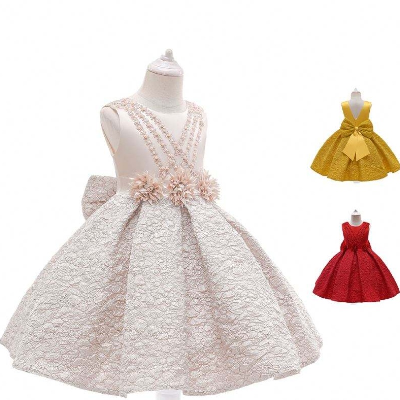 Nowy przybycie potargany sukienka Maxi Satin and Tiulle Baby Girl Dress for Flower Girl&Birthday