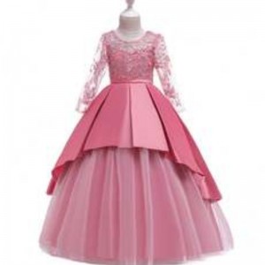 Indie Hurtowe koronki długie rękawy Summer Flower Girl Wedding Party Dress LP-233