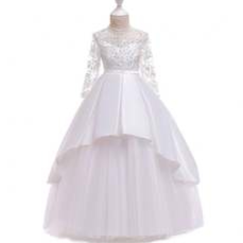 Indie Hurtowe koronki długie rękawy Summer Flower Girl Wedding Party Dress LP-233