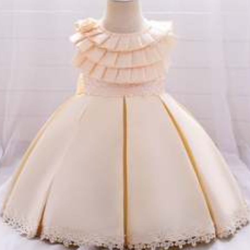 Baige New Fashion Children Ball Suknia Ball Ball Satynowa impreza Formalna sukienka Wedding Flower Girl L1976xz