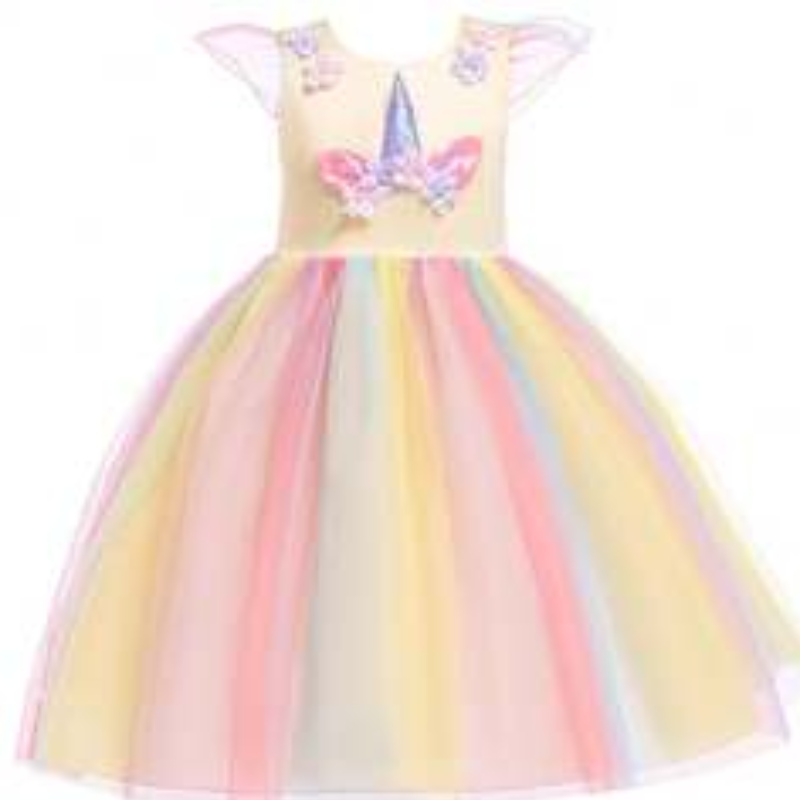 Baige Amazon Sellsbaby Girls Unicorn Princesstutu sukienka kwiat dziewczyny tęczowe sukienka urodzinowa kostium dzieci letnie tiul
