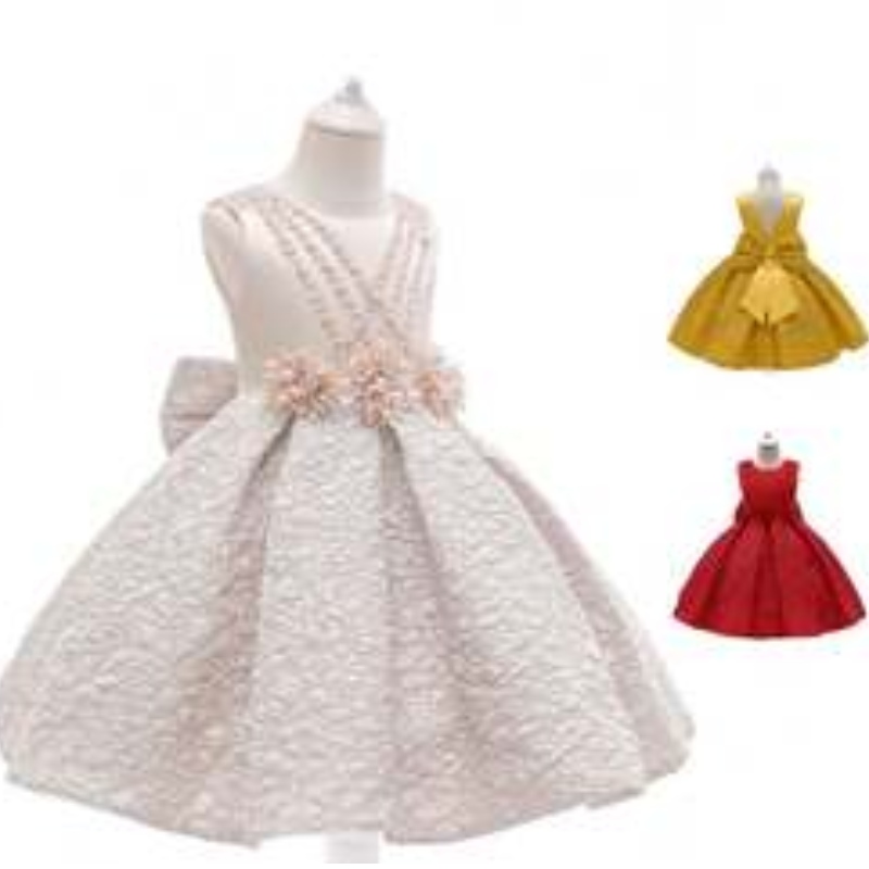 Baige New Satin Flower Girl Dress Kids Baby Party Wedding Druhna Ball Suknia L5252