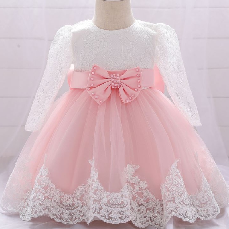 Baige Nowe przybycie 0-2y Summer Girl Sukienki koronkowe długie rękawy Flower Baby Girl Dress L1940xz