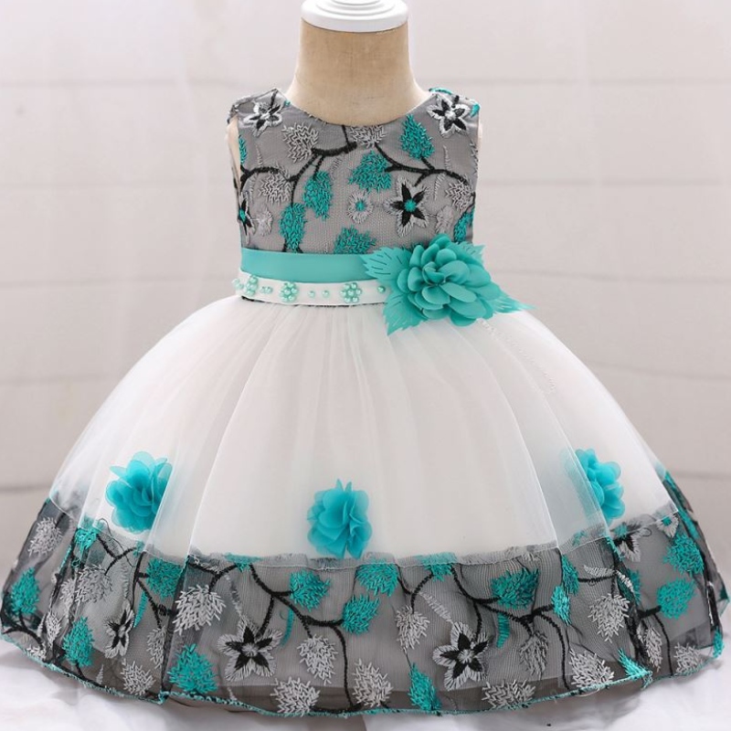 Baige in Stock Fashion Design 24 miesiące Baby Girls Flower Summer Baby Princess Dress for Kids L5045xz