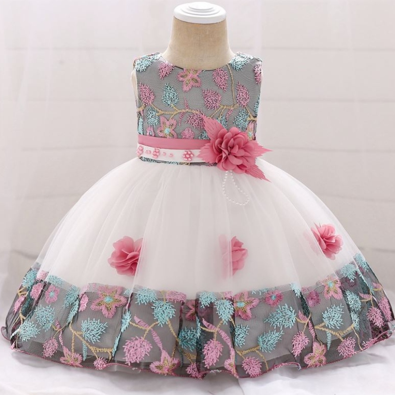 Baige in Stock Fashion Design 24 miesiące Baby Girls Flower Summer Baby Princess Dress for Kids L5045xz