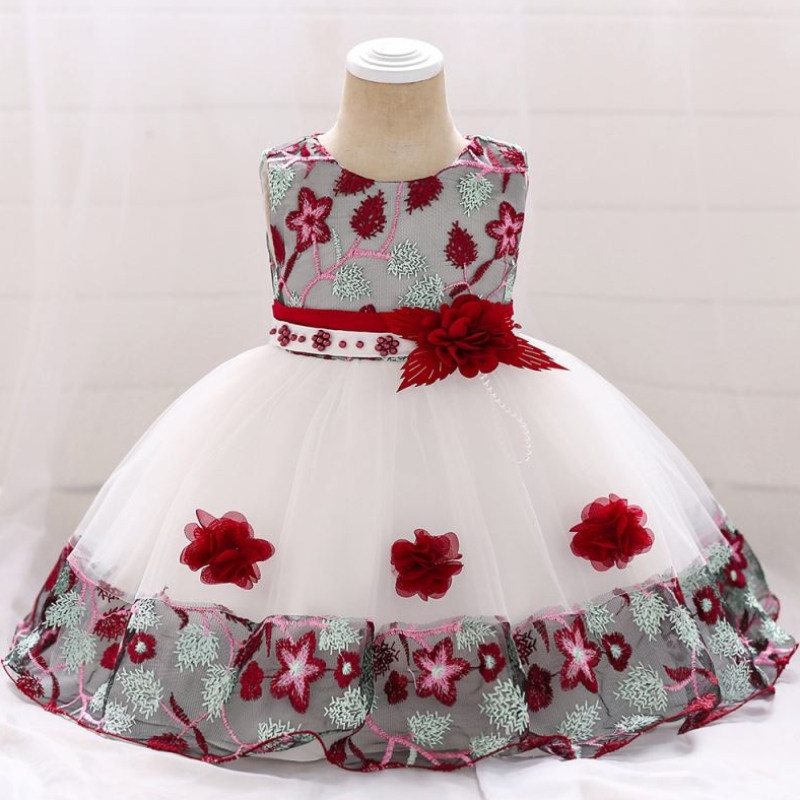 Baige in Stock Fashion Design 24 miesiące Baby Girls Flower Summer Baby Princess Dress for Kids L5045xz