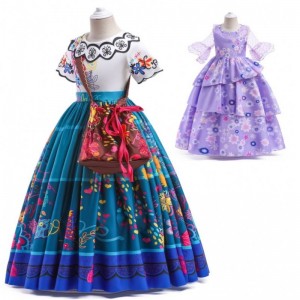 Baige Encanto Mirabel Isabella Purple Girl Dress Długie rękawy Nowe karnawałowy kostium dla dzieci