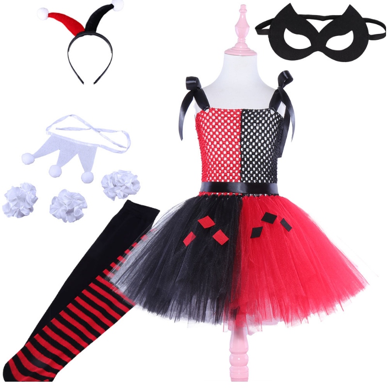 Girl Dress Cosplay Alice Queen of Hearts Dress for Girls Kids Kids Halloween Party Costum