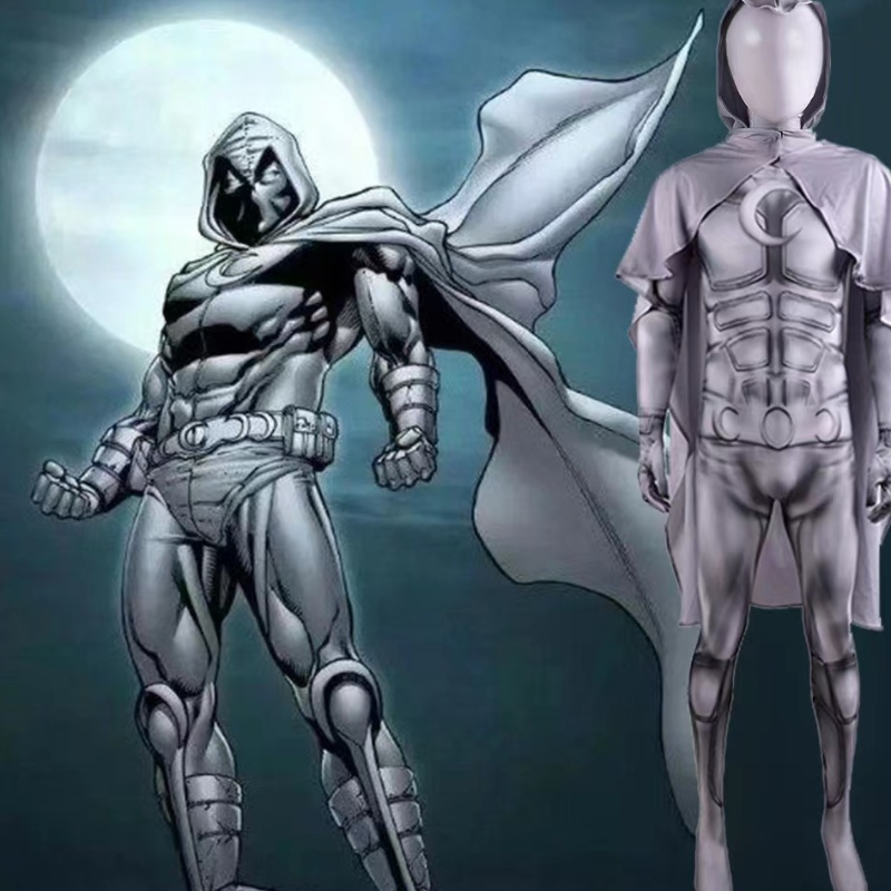 Superhero Moon Knight Costume Marc Spector film Cosplay Halloween Bodysuit dla dzieci i mężczyzn