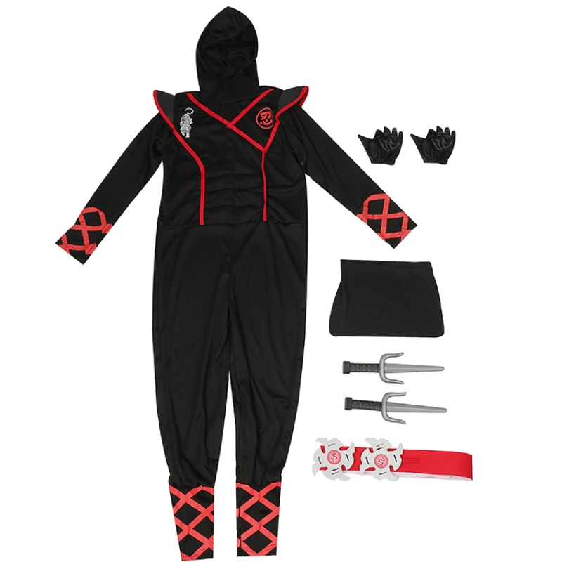 7 sztuk Unisex Child Ninja Deluxe Costume For Kids Rola Rola Prezentacja Party Halloween Fancy Dress-Up