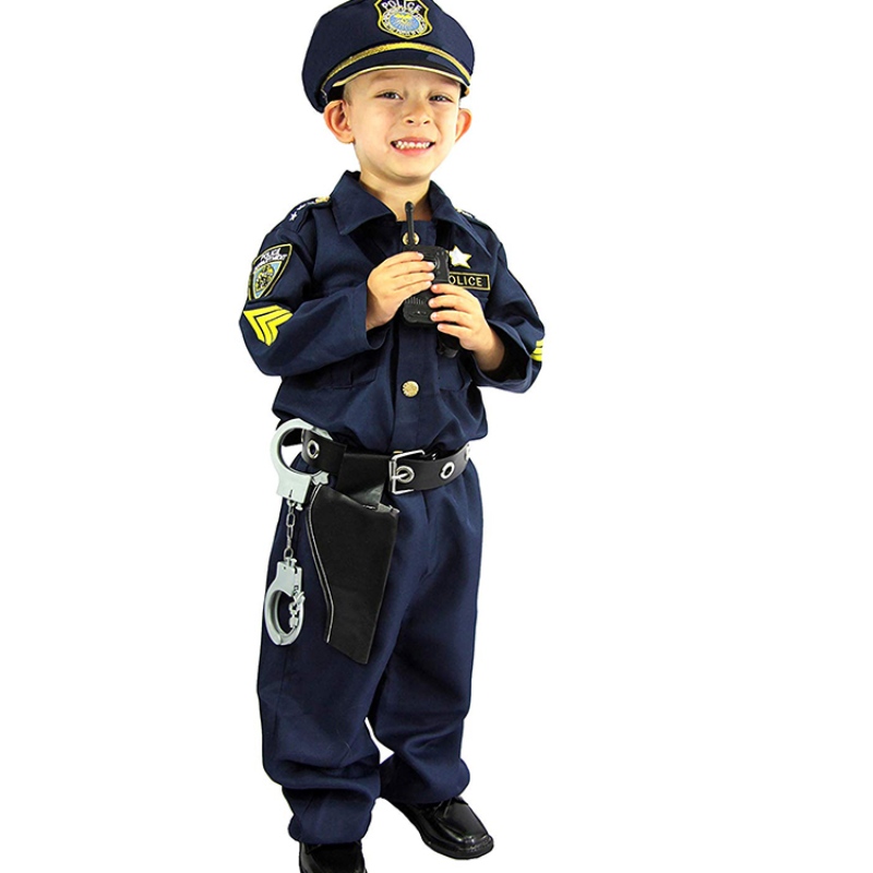 Deluxe Police Officer Costume and Role Zestaw Boys Halloween Party Party Performe Fancy Dress Up Mundlid Strój