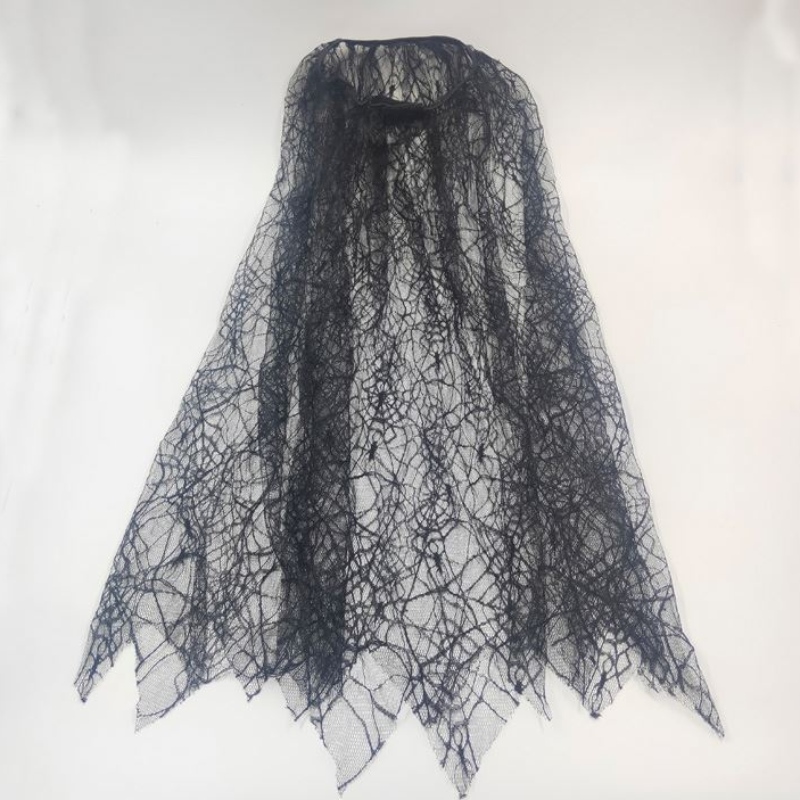 Black Spiderweb Cloak Cape For Children Girls Halloween Costume Decoration