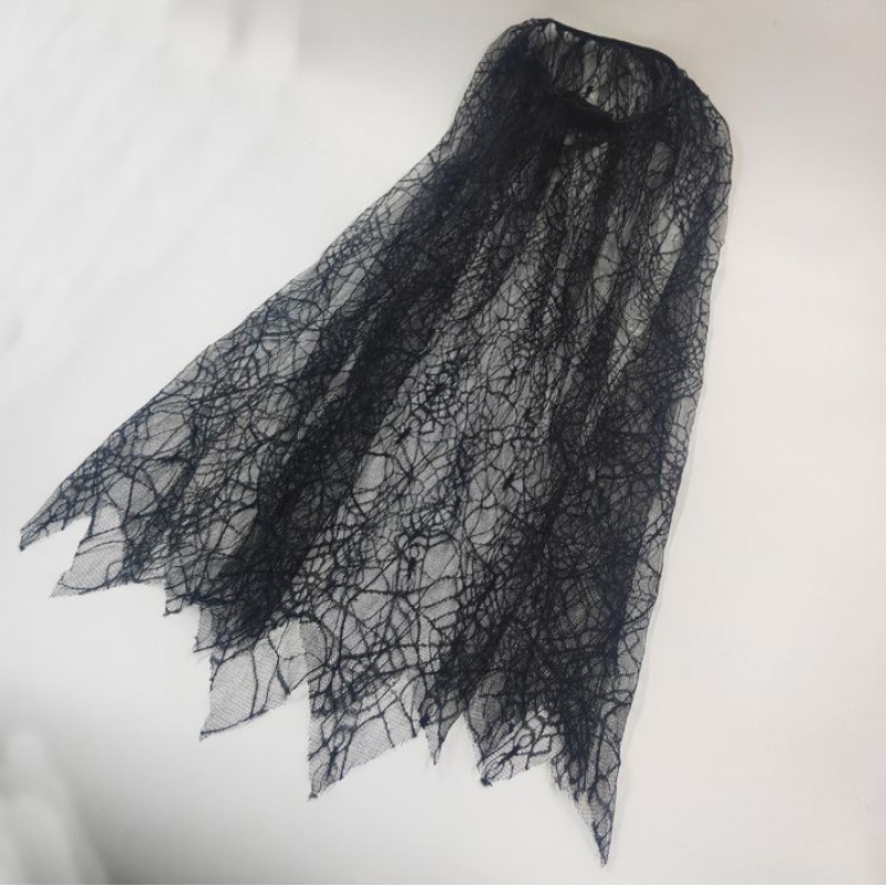 Black Spiderweb Cloak Cape For Children Girls Halloween Costume Decoration