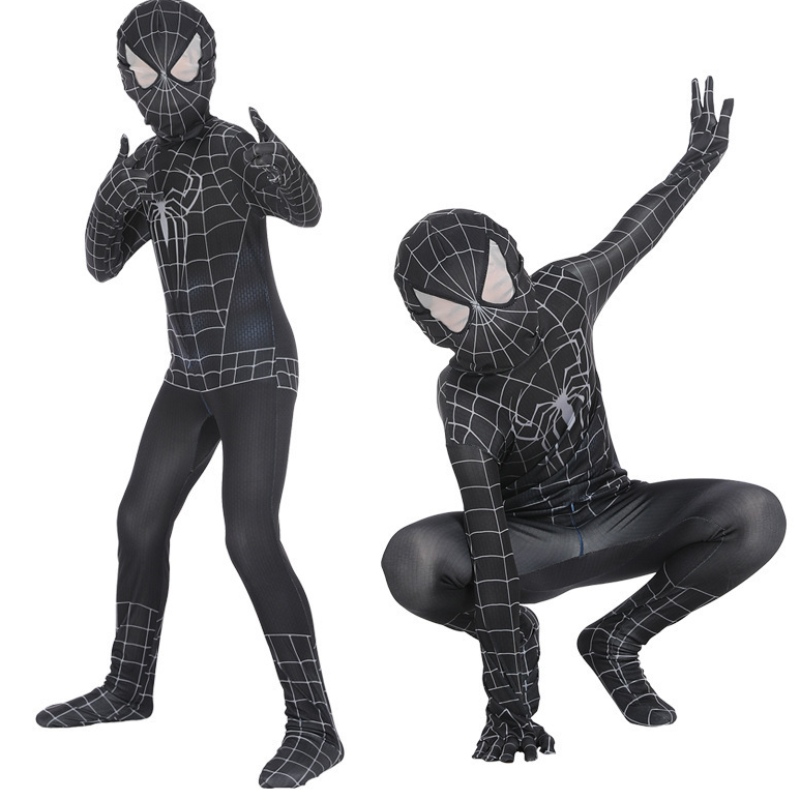 Spiderman Cosplay Black Bodysuit Hero Rola Graj w ciasny kostium Anime Halloween Costume Halloween