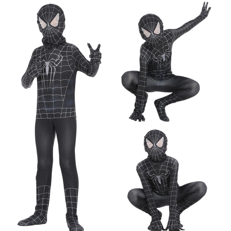 Spiderman Cosplay Black Bodysuit Hero Rola Graj w ciasny kostium Anime Halloween Costume Halloween